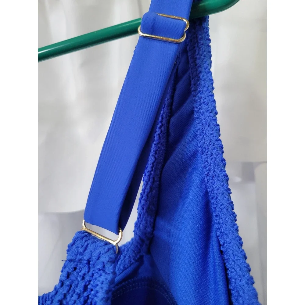 Shade & Shore Blue Textured One Piece Swimsuit Full Coverage  Size 22 1506